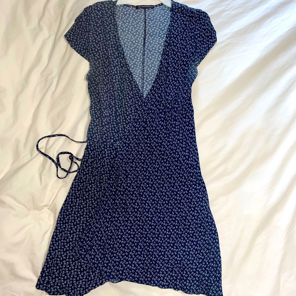 Brandy Melville Navy Floral Wrap Dress - size small